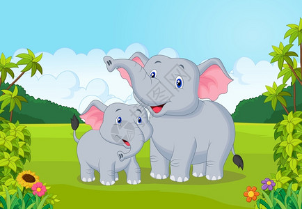 漫画母亲和婴儿大象图片
