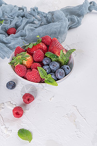 奶油酸和果子用于健康早餐草莓高清图片素材