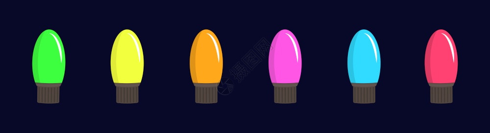 彩色灯矢量合集用于园林和创造设计的彩色灯泡集矢量图解背景