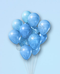 浅蓝色气球以浅蓝色背景孤立的青气球组3d说明表示淡蓝色背景的青气球组背景