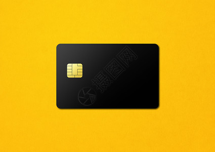 黄色背景的黑信用卡模板3d插图黄色背景的黑信用卡图片