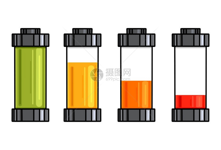 各类透明电池充量移动话界面的矢量大纲元素站点的和您设计一套透明电池充量类型的卡通轮廓元素矢量大纲元素图片