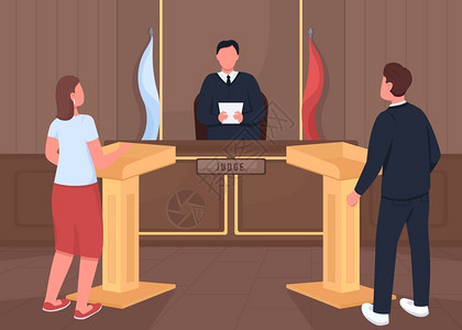 法官素材律师和检察官证人听会法官插画