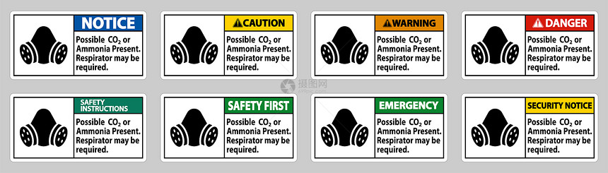 pe标记可能的CO2或氨可能需要呼吸器图片