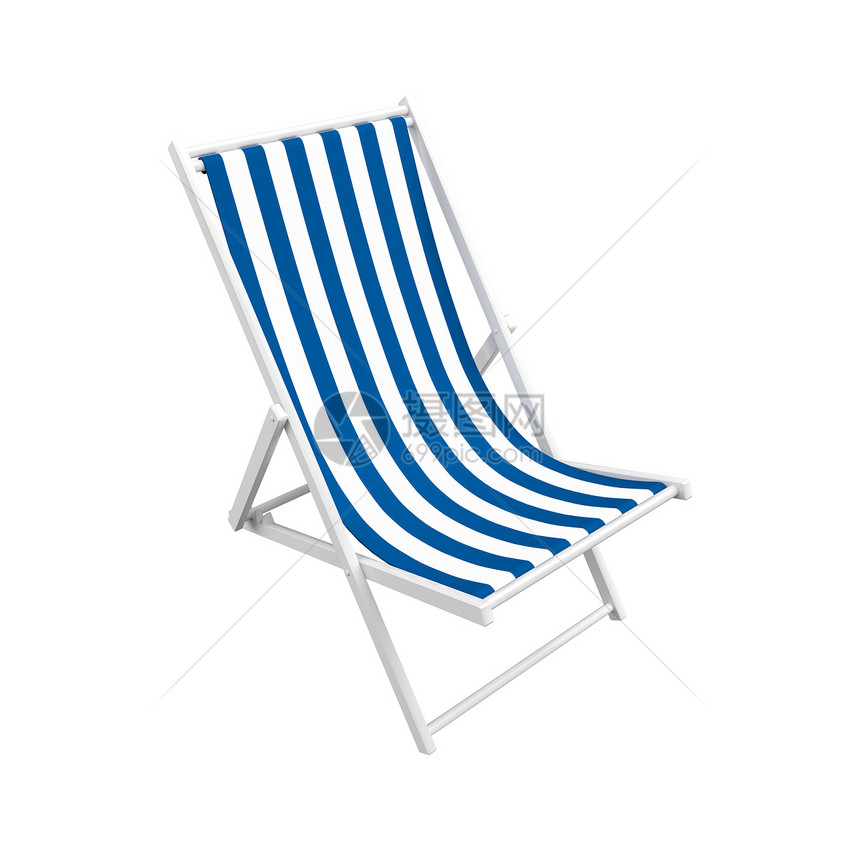 白色背景上孤立的沙滩椅带有剪切路径3D投影图片