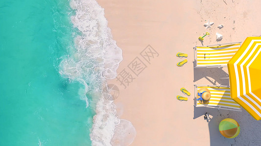 雨伞图海滩上的平面设计图背景