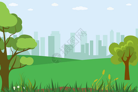 绿色画册矢量图环境背景城市建筑农村景点或公园气压矢量图背景
