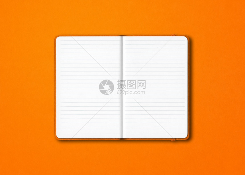 橙色打开的笔记本模型在多彩背景上隔离橙色打开的笔记本在多彩背景上隔离图片