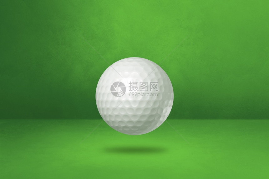 绿色工作室背景孤立的白色高尔夫球3D插图绿色工作室背景的白色高尔夫球图片