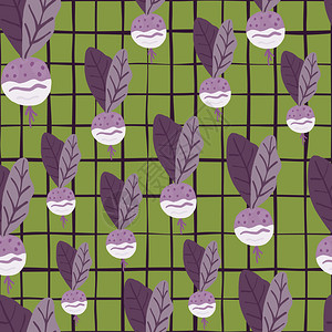 无缝模式紫色萝卜黑色网格绿色背景背景图片