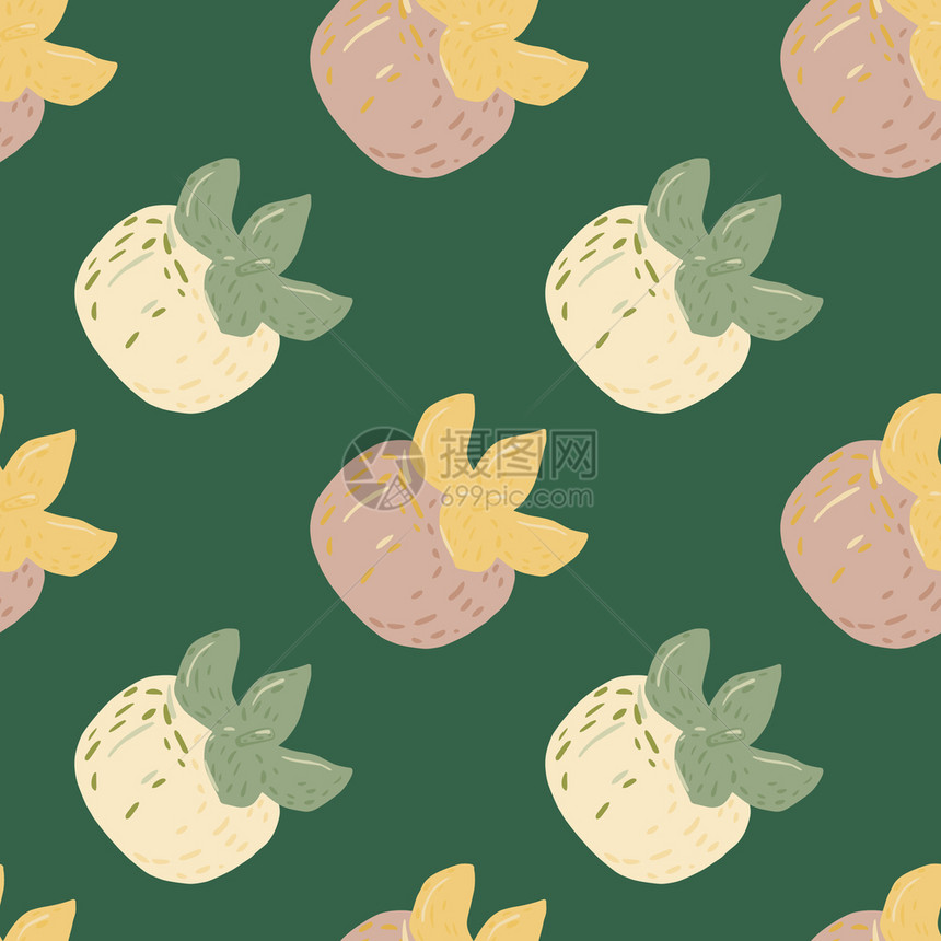 美味无缝食品模式配有persimon装饰品绿色背景的简单新鲜水果用于织物设计纺品印刷包装封面矢量说明装饰品绿色背景的简单新鲜水果图片