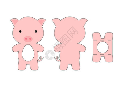 卡通可爱动物猪拼贴元素图片
