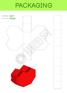 模纹花坛情人节日生糖果小礼物面包店的婴儿淋浴零售盒蓝图模板设计打印剪切折叠胶水插画