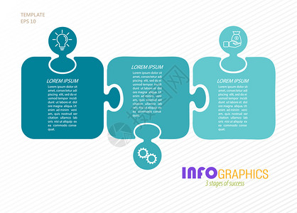 具有象形图的地3个业务阶段培训营销或财务成功的模板序列高清图片素材