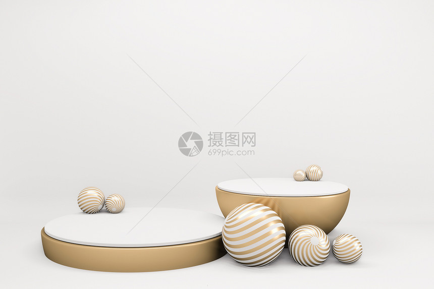 金讲台最小几何白色和金风格的抽象3d图片