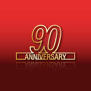 90周年五角星90周年以红色梯度背景为反省的金字型矢量图插画