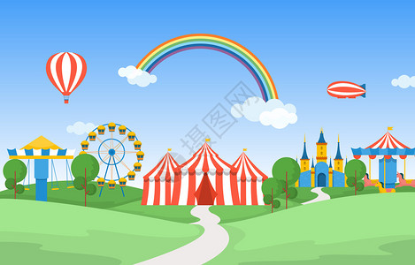 马戏团游乐园节日插图背景图片