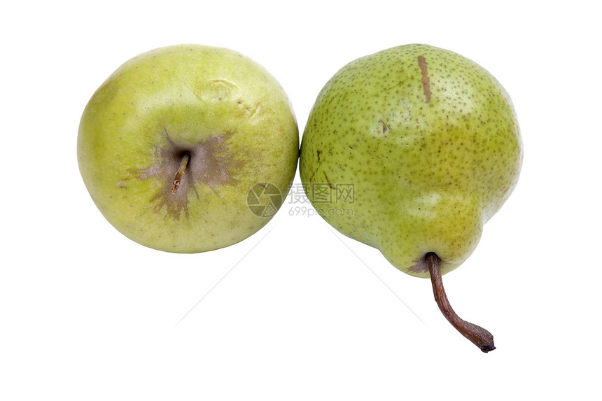 梨和苹果孤立在白色上图片