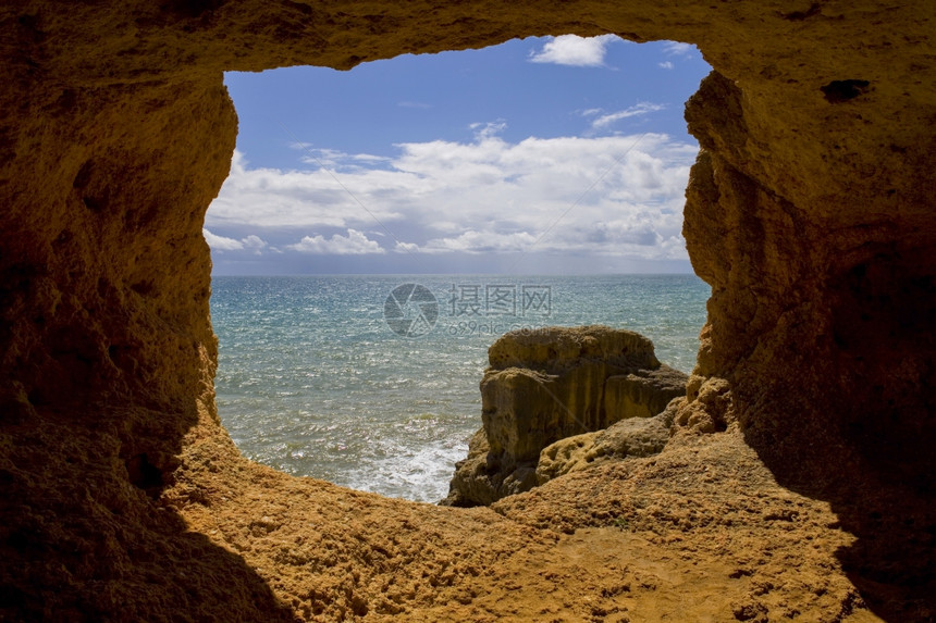 阿尔加夫海岸的洋洞穴图片