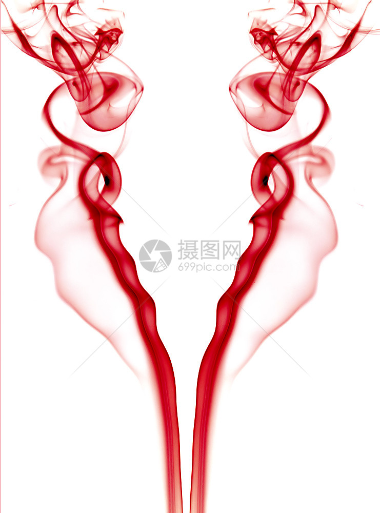 白色背景的抽象红烟雾图片