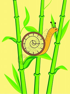竹中的矢量蜗牛背景图片