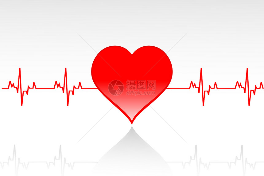 矢量心脏插图生命线横跨矢量心脏图片