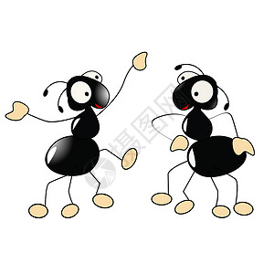 卡通光两只快乐的小蚂蚁跳舞背景