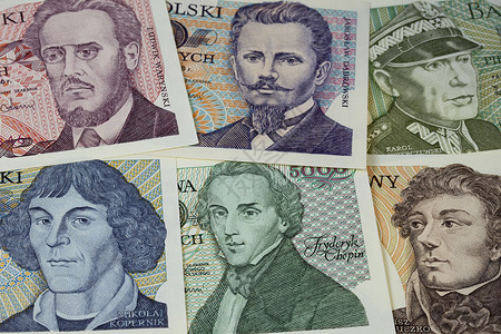 波兰旧钞1970年代历史肖像包括邦和哥白尼高清图片