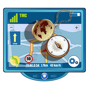 一个在调制器GPS显示上的金罗盘背景图片