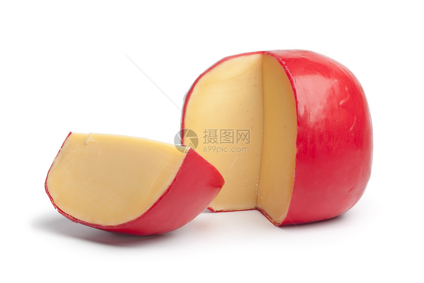 荷兰埃达姆奶酪四分之一的白底茄子图片