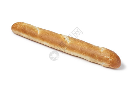 整个单一法国面包白底背景图片