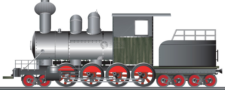 轨道上的旧式蒸汽机车图片