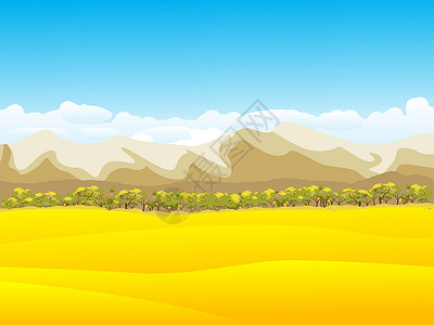 黄色卡通树山和平秋天背景背景