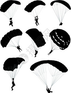 跳跃者跳降落伞剪影矢量设计元素插画