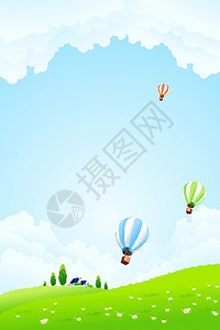 绿色风景与热空气球图片