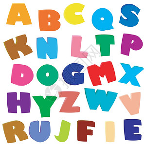 ABC大写字母收集白方与矢量隔离物体背景图片