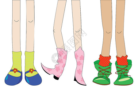 卡通鞋子时装小女孩腿上穿着新漂亮的鞋子背景