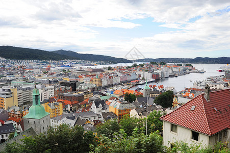 挪威卑尔根美丽的城市景色图片