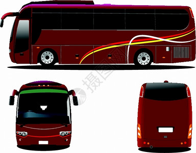 红色大型公共汽车矢量插图图片