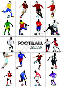 足球玩家设计师的彩色矢量插图图片