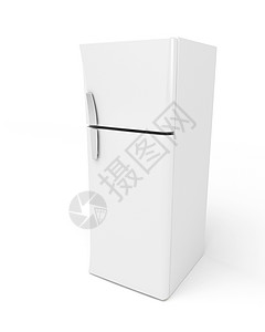 白色背景的现代冰箱3张D图像图片