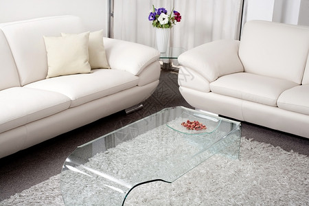 客厅现代白色皮革沙发图片