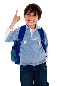 可爱男孩开心的背着书包图片