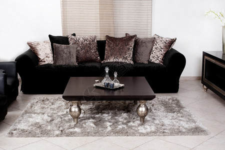 现代黑色布沙发客厅背景图片