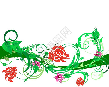 绿色矢量花卉图案模板图片
