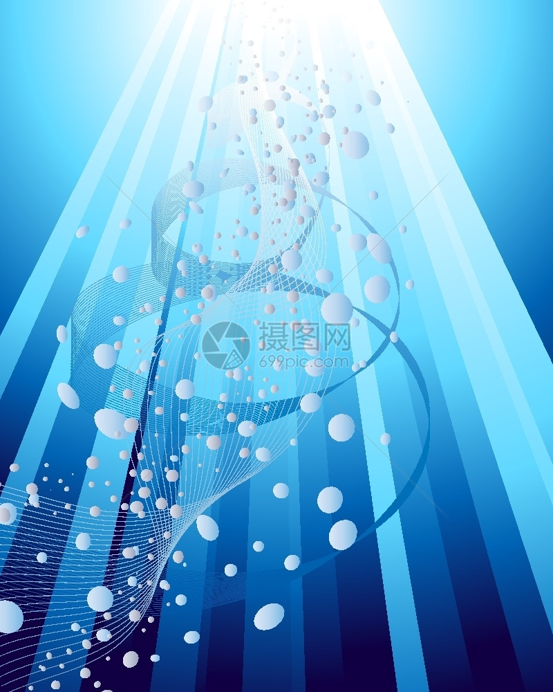深海蓝色气泡光线矢量背景图图片