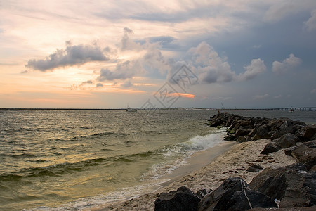 命运石之门岩石海滩的日落命运佛罗里达乌斯亚背景
