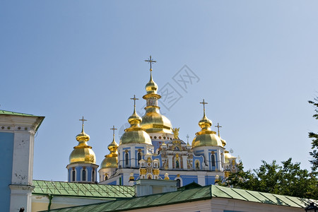 圣迈克尔和斯柯在乌克兰基辅的金门大教堂图片