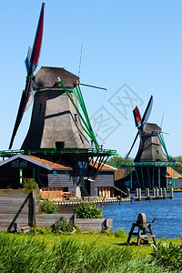 荷兰的MillsinHolland荷兰的传统和直接里程碑背景图片
