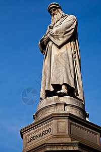 米兰拉诺莱昂纳多达芬奇著名雕像米拉诺皮耶斯卡广场背景图片